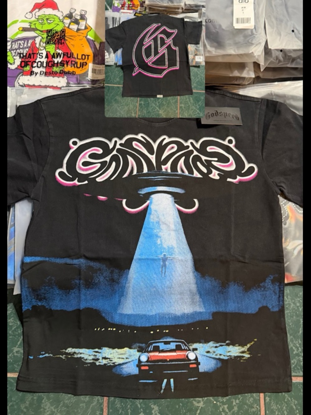 Godspeed Black Graphic Tee with Blue UFO Beam